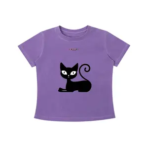 Vintage Wash Cat Woman Slim Fit T-shirt
