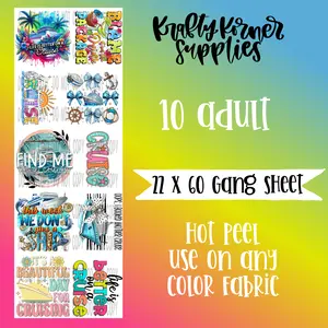 Cruise DTF Transfer Gang Sheet, 22 x 60