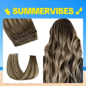 GOO GOO 14-24 Inch Genius Weft Hair Extensions Human Hair, Straight Sew In Remy Human Hair with Natural Hair Look for Women#Summervibes
