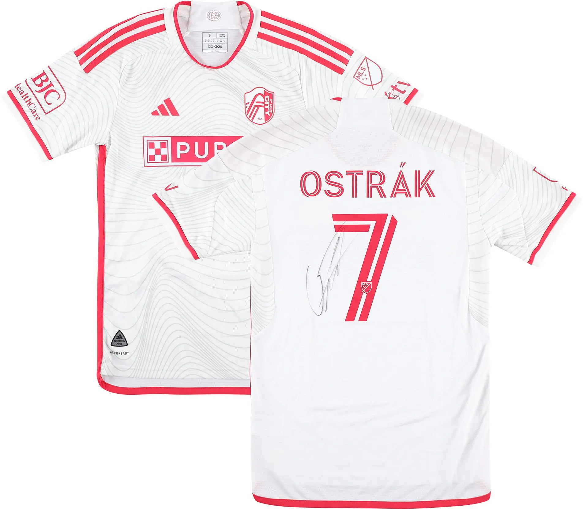 Tomas Ostrak St. Louis City SC Autographed Match-Used #7 White Jersey from the 2025 MLS Season - Size S - Fanatics Authentic Certified - MLB Memorabilia