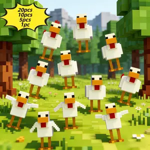 Minecraft 3D Printed Pixel Art Chick Figurine, Colorful Plastic Collectible, Cute Desk Decor, Easter Home Decor, Christmas, Halloween Accessory