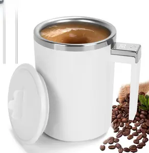 Yummy Sam Self Stirring Coffee Mug with LED Display Temperature, 13.5 Oz Rechargeable Milk Coffee Mixing Cup, Electric Automatic Cocoa Hot Chocolate Juice Mixer with Lid for Home Office (Milk White)