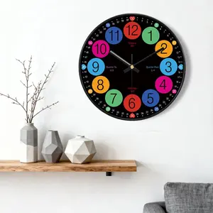 Early Education Clock Recognition Time Wall Clock Classroom Kindergarten Children's Room Cartoon Wall Watch Home Decor 10/12inch