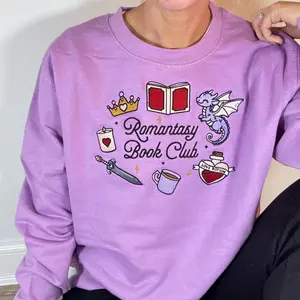 Romantasy Book Club Embroidered Sweatshirt, Fantasy Romance Apparel, Bookish & Bookworm Gifts, Cute Dragons, Book Club Jumpers