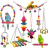 Bird Toys for Conures with Colorful Ladder Hammock Bird Cage Accerious Bird Perch Stand Chewing Toys  Bell for Parrot Parakeet Cockatiel Lovebirds