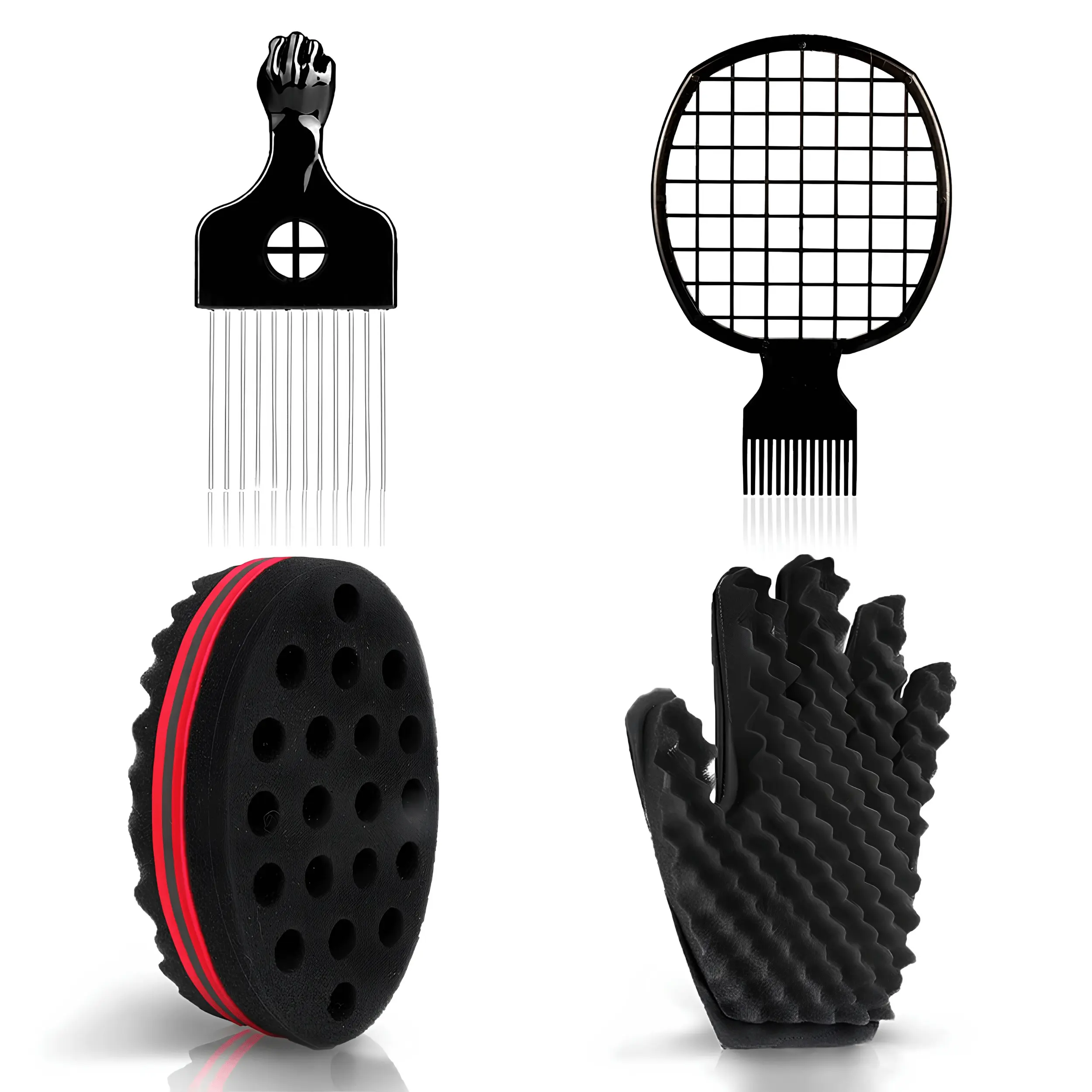 Curl Sponge Twist Set for Men & Women Hair Twist Sponge Kit with Styling Glove, Metal Afro Pick Comb & Twist Comb, Curl Defining Tool for Afro, Curly, Coily & 4C Hair, Professional Hair Styling Accessories for Daily Use