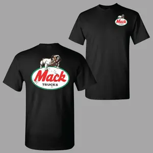 Mack Trucks T-Shirt, Vintage Bulldog Logo Graphic Tee With Classic Red And Green Emblem 2 Sides, Retro Trucker Style Apparel, Soft Cotton Blend Shirt, Workwear Gift for Men & Women, Streetwear, Graphic Tee