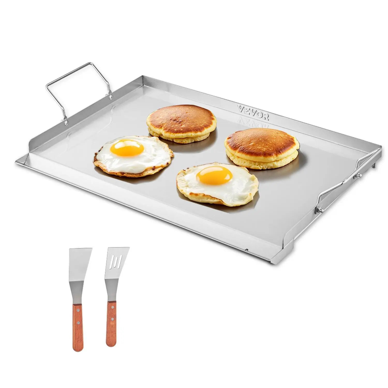 【SummerFinds】VEVOR Durable Stainless Steel Induction Tabletop Grill Griddle, 23x16 in Large Flat Top Rectangular Plate, Thoughtful Handle, Washable Portable Cookware with Grease Trough, 500℉ High Heat for All Purpose Grilling & Healthier Meals
