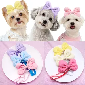 6Pcs Colourful Dog Hair Bow Headband for Small Medium Dogs, Adjustable Pet Dog Hair Bow Headband for Pets Puppy Cats Grooming Accessories