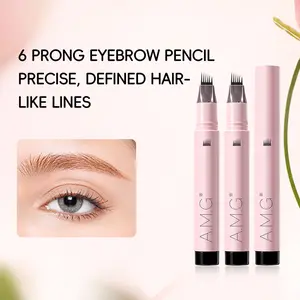 AMG Waterproof Micro-Fork Eyebrow Pencil, Long-Lasting Brow Pen for Natural Hair-Like Strokes, Smudge-Proof Makeup Tool for Daily Use & Soft Glam