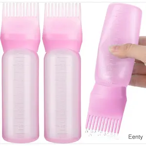 Eenty 2 Pack Root Comb Applicator Bottle, 6 Ounce Oil Applicator for Hair Dye, Hair Oiling Applicator Hair Coloring Brush Bottle with Graduated Scale