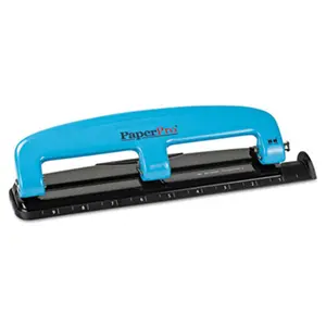 Accentra  12-Sheet Capacity Compact Three-Hole Punch- Rubber Base- Blue-Black