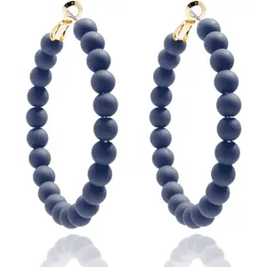 Beaded Hoop Earrings Bohemian Circle Round Bead Earrings Chic Dangle Earrings for Women and Girls