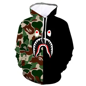 2026 New Hot Sale Men'S Women's Shark Series 3D Digital Printed Sweatshirt with Camo and Black Design