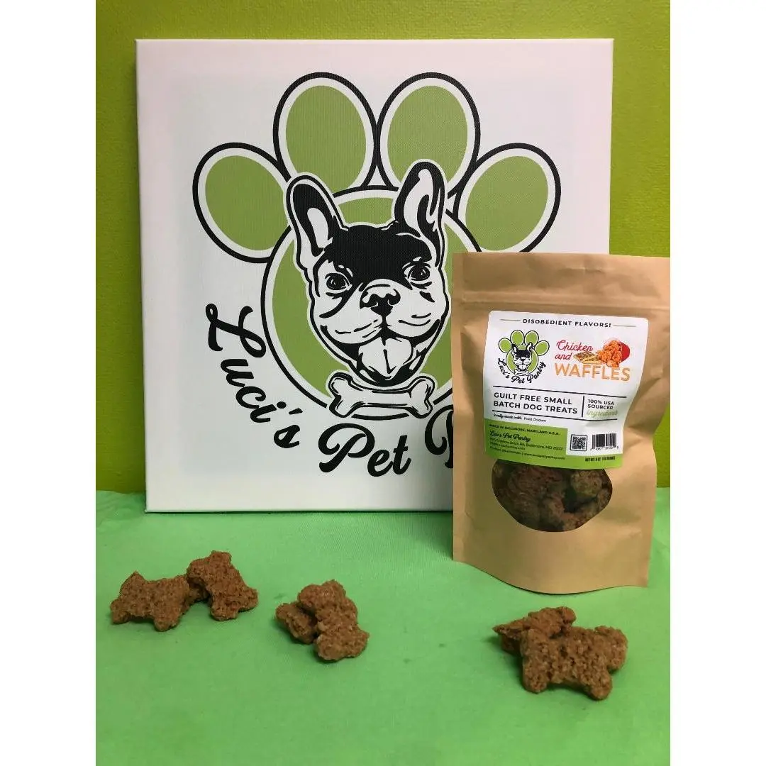 Chicken & Waffles - All Natural "Chicken" Dog & Puppy Treats - Disobedient Biscuits 6 oz. Pouch