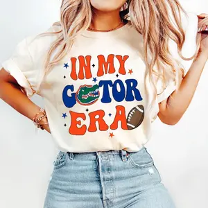In My Gator Era Shirt Trendy Preppy Florida Shirt for Women Casual Fit Long Sleeves Cotton Fabric Game Day Streetwear Top