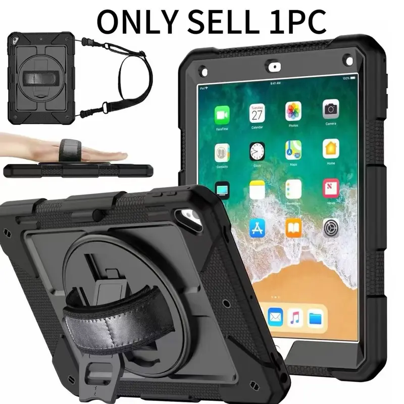 iPad 10.9inch/10.2inch/9.7inch Protective Case, Durable Shockproof 360° Rotating Stand, Shoulder Strap, Pen Holder, Tablet Cover, Ipad Covers (Case Only)