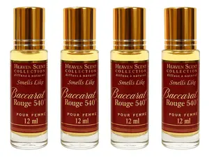 Oil Perfume Baccarat Rouge 540 Parfum 12ml – Set of 4 Bottles, Luxurious Long-Lasting Fragrance