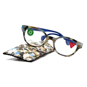Sally, (Premium) Reading Glasses, High End Readers +1.25..+3 Magnifying Glasses, Round Optical Frames (Tortoise Brown Blue) NY Fifth Avenue. Unisex Lightweight
