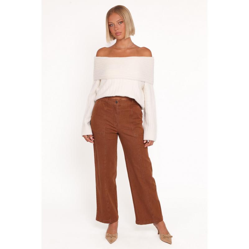Hayes Wide Leg Pant - Mocha Brown