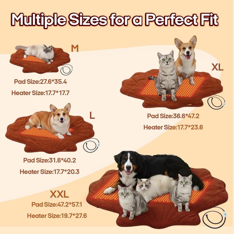 Vagascape Heated Pet Pad for Dogs & Cats – 7-Layer Safety Design, Auto Overheat Protection, Chew-Resistant Cord, Waterproof & Machine Washable, Ideal for Indoor & Outdoor Use Shaped Beds