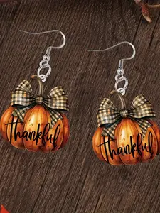 Cute Pumpkin Design Acrylic Dangle Earrings, Lightweight Earring, Fashion Jewelry Accessories for Women & Girls As Halloween Gift