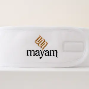Mayam Beauty Spa Velcro Headband White - Elegant Cotton Headband with Secure Velcro Closure for Daily Skincare Routines
