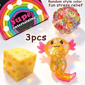 3-Piece Stress Relief Sensory Toy Set, Soft Squeeze Toys, Squishy Set, Solid Anxiety Relief Toys for Kids and Adults, Random Color Styles
