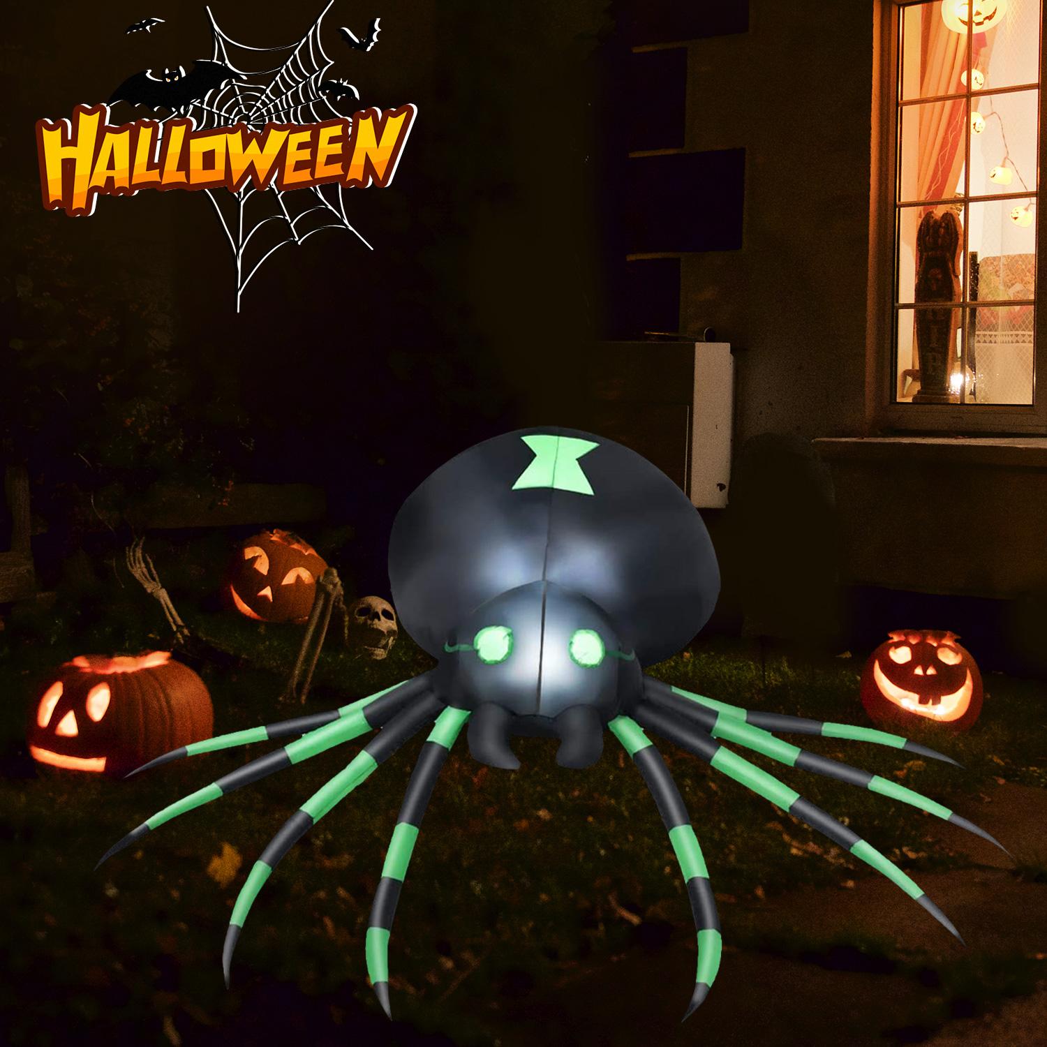 7.2 FT Width Halloween Inflatable Spider Outdoor Decoration with Built-in LED Lights, Spider Blow Up Yard Inflatables for Outdoor Lawn Garden Yard and Holiday Decor