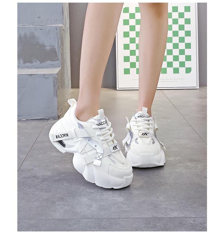 2025 Spring Thick-Soled Height-Increasing Dad's Shoes for Women, Unique Design, Versatile Sports Casual Sneakers Beige Black