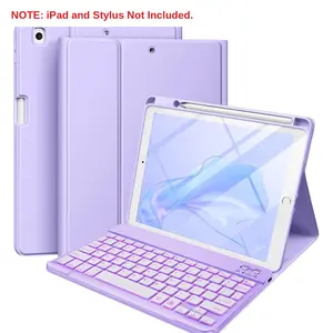 iPad 9th Generation Case with Keyboard 10.2 Inch - Backlit Wireless Detachable Folio Keyboard Cover with Pencil Holder for iPad 8th Gen/7th Gen/iPad Pro 10.5"/iPad Air 3rd Gen  Folding Protection Tablet cover