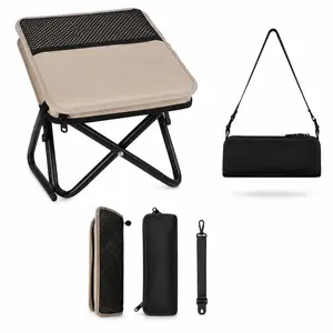 Portable Folding Camping Stool with Shoulder Carry Bag, Lightweight Compact Outdoor Seat for Camping, Fishing, Hiking, Beach & Picnic, Heavy Duty Foldable Stool Supports Up to 265 lbs
