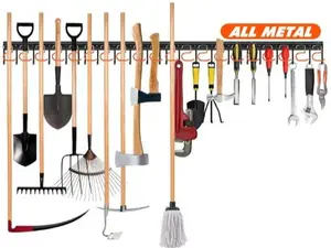 68'' All Metal Garden Tool Organizer Wall Mount Garage Organizers and Storage with Hooks Tool Hangers for Shed
