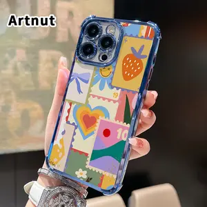 Compatible with iPhone 17 16 Pro Max 15 Plus 14 13 12 11 E Air Variety of Stamps Pattern Phone Case Featuring Strengthened Four Corners Soft Back for Drop Protection
