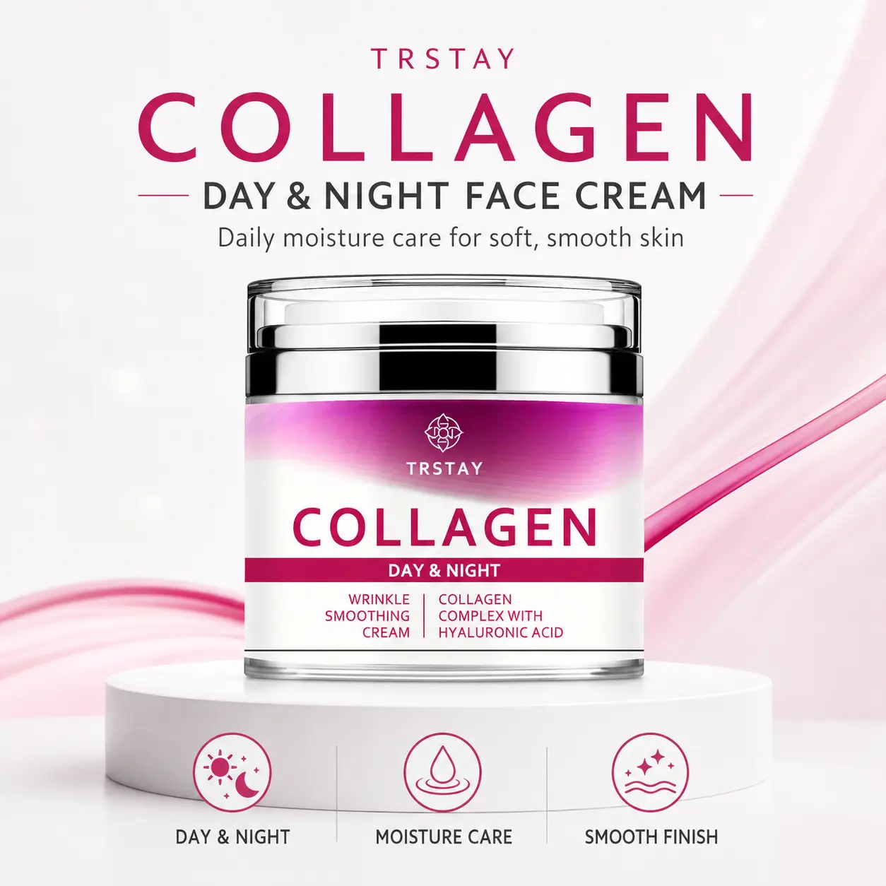 Daily Face Cream with Collagen & Hyaluronic Acid, Hydrating Day & Night Moisturizer for Smoother, Firmer-Looking Skin, Moisture repair comfort hydrate