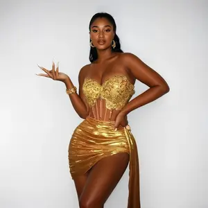 Malu - Strapless Gemstone Sequin Two Piece Set