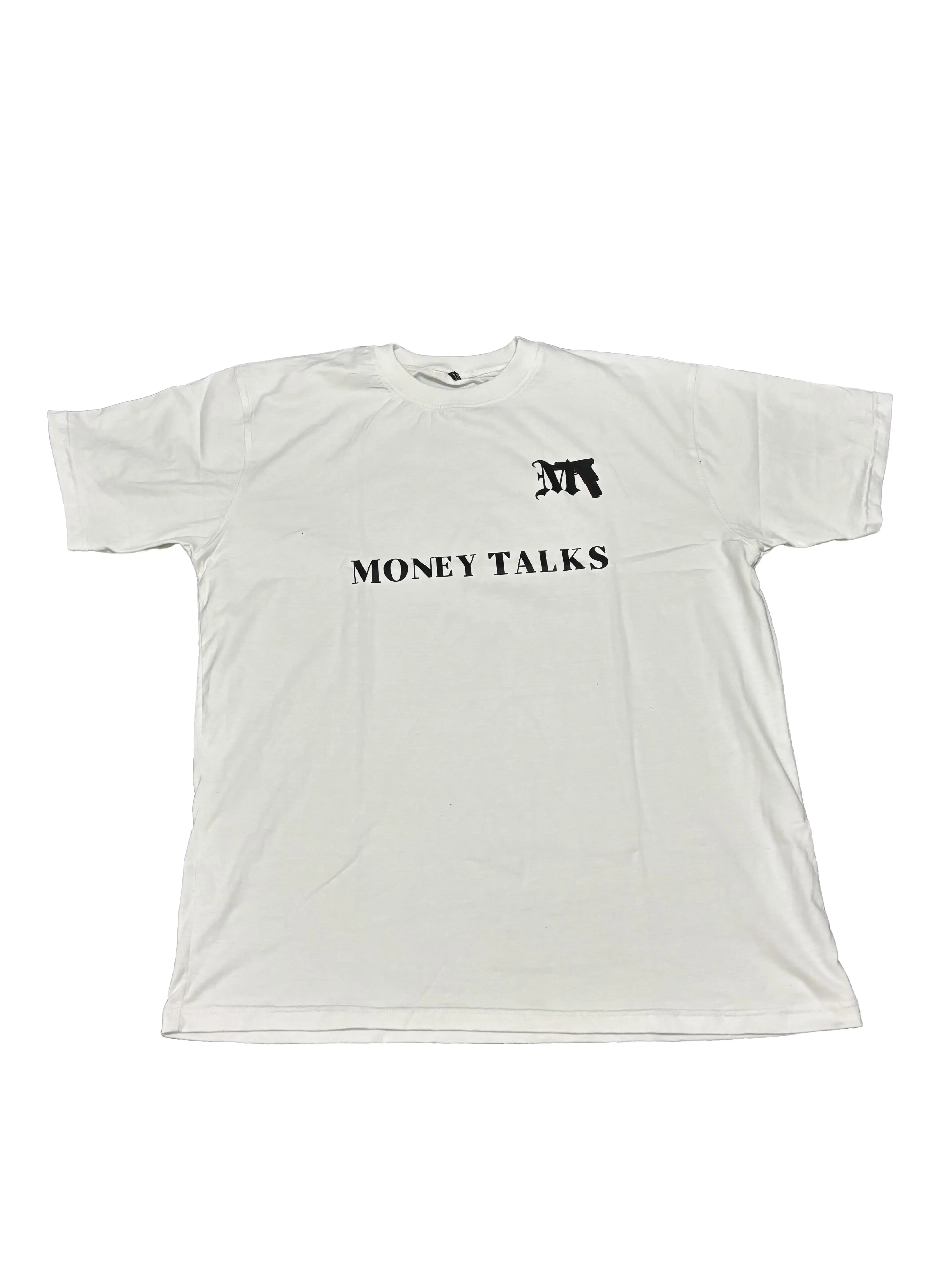 Money Talk$ White T-Shirt - Medium Size 100% Cotton Simple Design with Distinctive Text Ideal for Casual Wear
