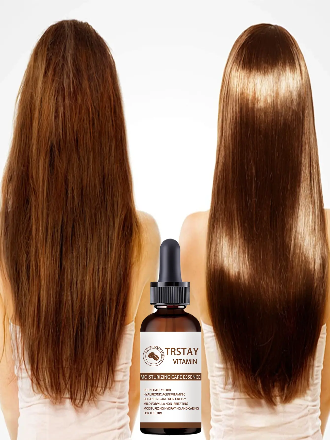 Vitamin C & Hyaluronic Acid Hair Serum - Lightweight, Non-Greasy Hydrating Moisturizer Treatment, Daily Use, Frizz Taming, Smooth Silky Hair (1 Size), Haircare