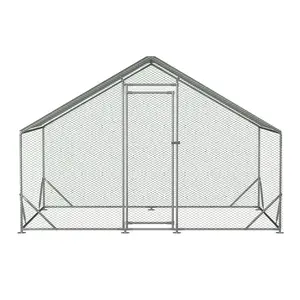 Large Metal Chicken Coop, 6.5x9.8x6.4ft Walk-in Poultry Cage with Waterproof Anti-UV Cover, Outdoor Chicken Run Hen House for Backyard Yard Farm, Duck Rabbit Pen