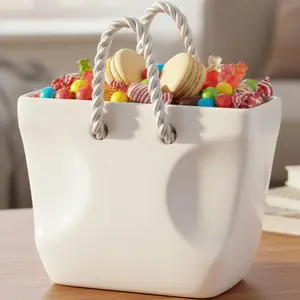 Candy Jar Bowl Purse – Ceramic Handbag Shaped Candy Dish - Trick or Treat Candy Holder for Kids & Adults - Unique Girl Room Decor ideas - Reusable Ceramic Snack Bowl - Home Decoration Gift Regalo Para Mama Navidad