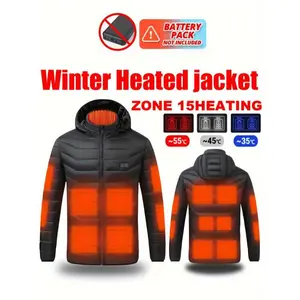 Men's Rechargeable Battery-Powered Heated Jacket with Hood(Battery Not Included)