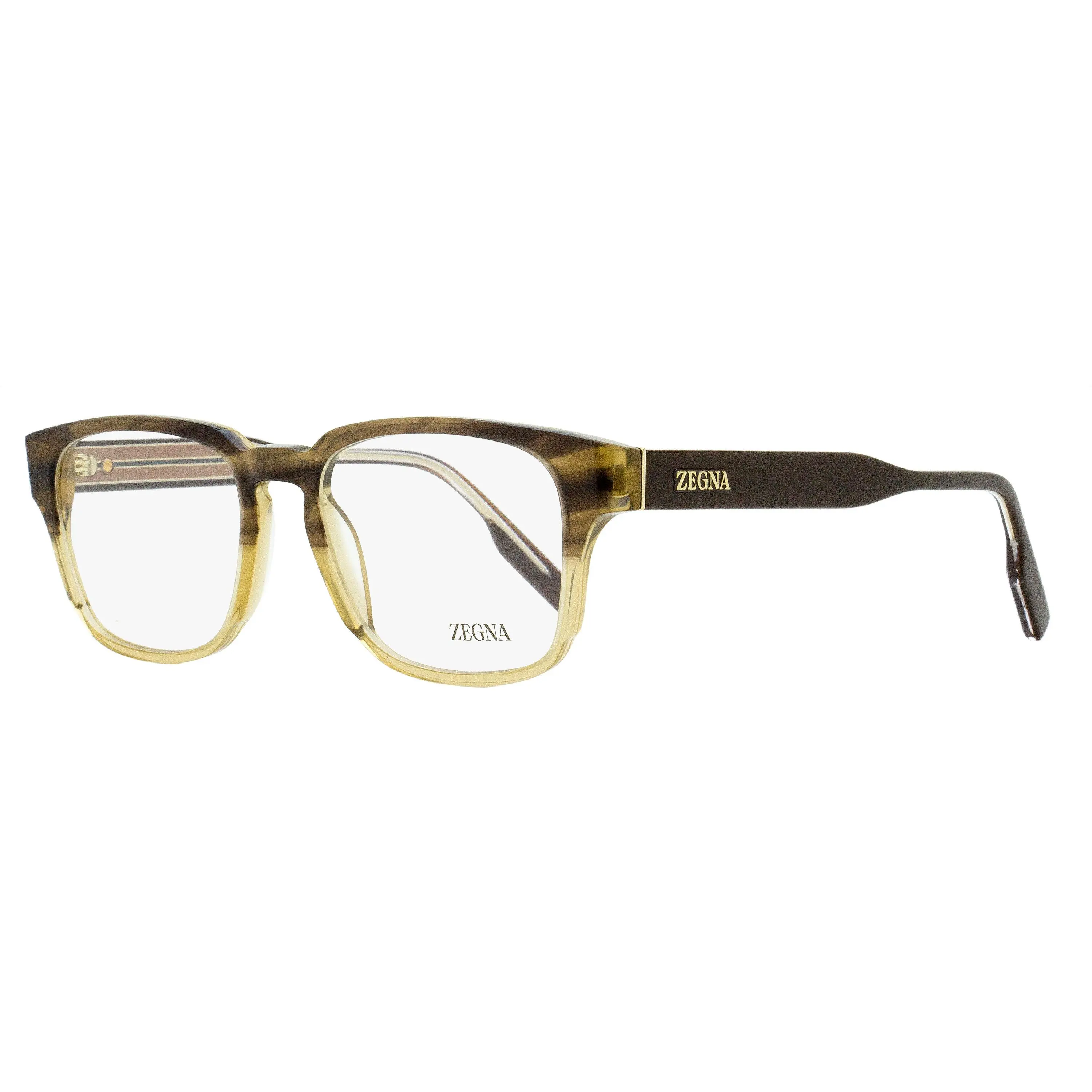 Zegna Keyhole Bridge Rectangular Eyeglass Frames - EZ5262 050 Brown Ombre, 53mm, Acetate, Exposed Wire-Core, Statement Frames, Luxury and Innovation, Statement Eyeglass Frames, Keyhole Bridge Design
