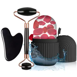 3 Set Facial Beauty Massage Tool Sets, Body Roller Kit, Including Roller Massager, Ice Roller and Scraping Board for Body and Back, Facial Skincare Ice Roller Mold for Face and Eye, Skin Care Tools Massage Roller Lift