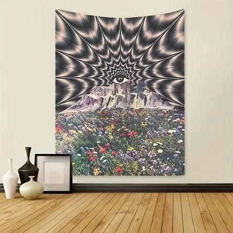Floral Pattern Tapestry, Psychedelic Wall Hanging Tapestry, Wall Art Decor for Home Living Room Bedroom Office, Home Decor Accessories, Flower