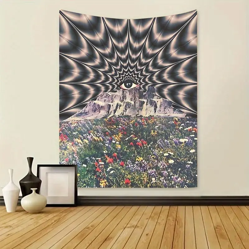 Floral Pattern Tapestry, Psychedelic Wall Hanging Tapestry, Wall Art Decor for Home Living Room Bedroom Office, Home Decor Accessories, Flower
