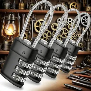 4-Pack 3-Digit Resettable Combination Travel Cable Locks, TSA Approved Keyless Padlocks, Waterproof Zinc Alloy Anti-Sawing Locks with 1,000 Combinations & 4" Long Cable for Luggage, Lockers, Outdoor Use