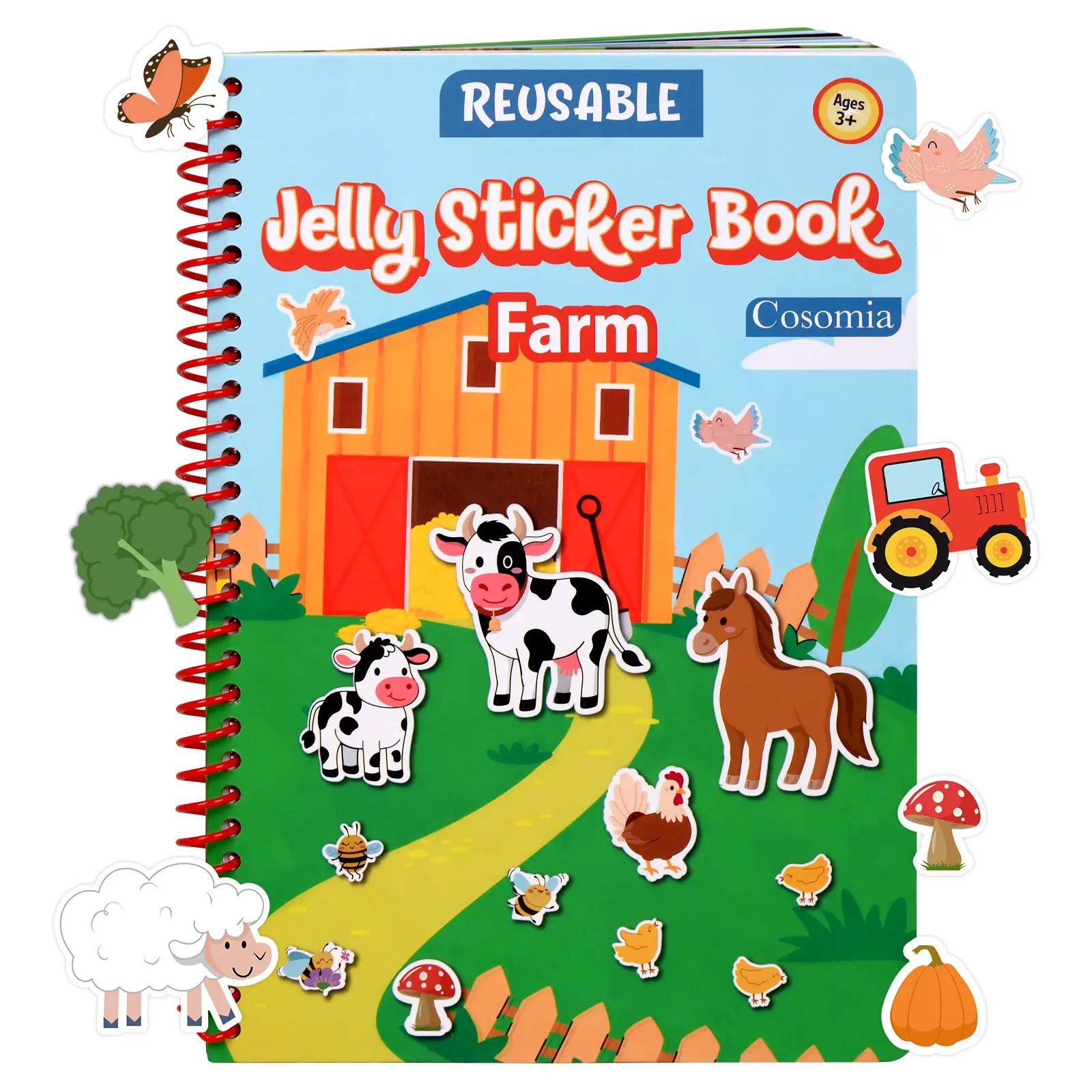 Cosomia reusable jelly sticker book for children, suitable for children aged 3-6, an essential travel toy for long trips on planes and cars, allows children to engage quietly with screen-free fun. packs toddler time story kids activity tiktokshopspringglo
