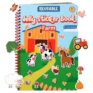 Cosomia reusable jelly sticker book for children, suitable for children aged 3-6, an essential travel toy for long trips on planes and cars, allows children to engage quietly with screen-free fun. packs toddler time story kids activity