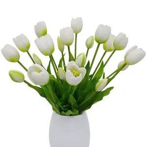 VIKINGS PANDA 20 PCS Tulips Artificial Flowers 13" Latex Fake Flowers for Wedding Home Decor