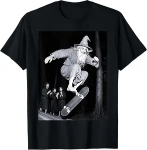 100% Cotton Wizard Skateboarding Funny Skater Graphic Tees Men Women T-Shirt